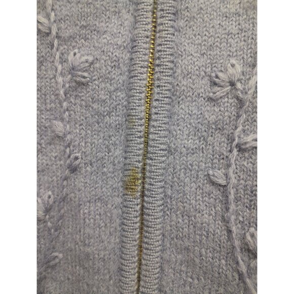 Vintage Herman Geist Womens Floral Embroidered Wool Petite Large Zip Cardigan - Picture 8 of 9